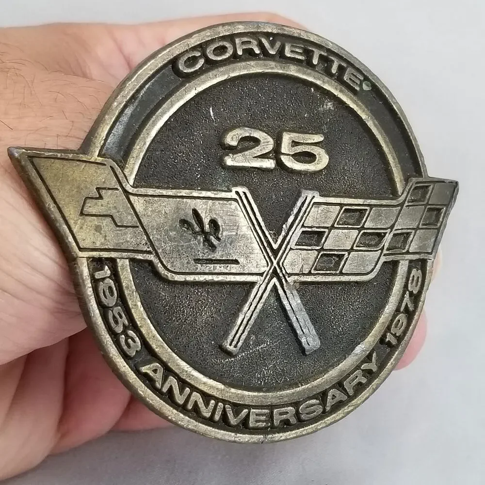 VTG Belt Buckle 1978 Brass Corvette 25th Anniversary 1953-1978 USA Made By‎ IN